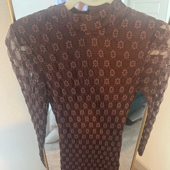 Bardot Ola Embroidered Midi Dress In Chocolate - Picture 5 of 7